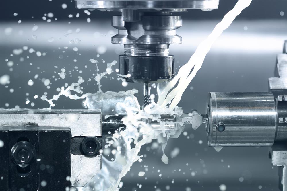 drilling process on a CNC machine